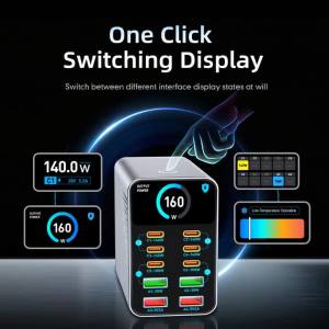 iLepo | USB Type C GaN Charger Ai Display 10 in 1 Desktop Power Station Fast PD Charge For iPhone 17 Pro Max MacBook Air