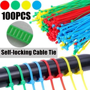 100Pcs Self-Locking Plastic Cable Tie 2.5*200mm Color Cable Tie Fastening Ring Reusable Garden Plant Fastening Tools.