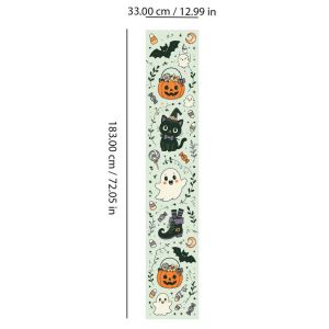 VIKAMA Halloween Table Runner Cute Ghost Pumpkin Witch Shoe Bat Candy Dining Table Home Halloween Party Decor