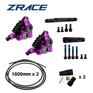 ZRACE XG4 Flat Mount 4 Pistons Caliper Road Hydraulic Brake Caliper ICE-TECH Pads BMX Racing Caliper Full CNC Lightweight