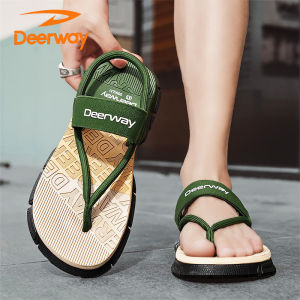 Deerway Mens Summer Sport Anti-Slip Odor-Resistant Flip Flops Driving Beach Outerwear EVA Material Rubber Sole Thick Heel