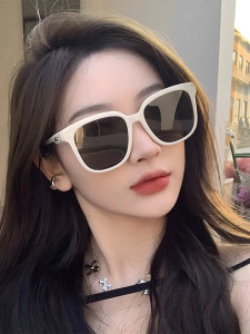 White Womens Sunglasses UV Protection Fashionable Face Slimming Large Frame round Face Suitable Anti Ultraviolet Sun Glasses