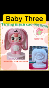 Tượng thạch cao trắng Bé ba Baby Three thỏ tai dài M91 (Không kèm màu) Bé Tô Màu Tô Tượng trò chơi trẻ em