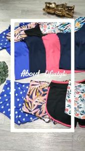 Bikini đồ bơi nữ đi biển 2 mảnh áo thun ngắn tay phủ bụng kèm mút mỏng quần đùi chất liệu thun lạnh thoáng mát BINSPORTS BHV197