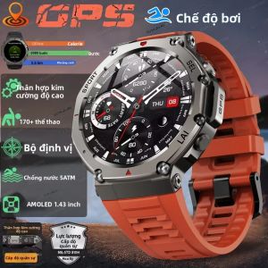 Đồng Hồ Thông Minh Quân Sự 2025 Gọi Bluetooth GPS La Bàn Đo Độ Cao Khí Áp Chống Nước 10ATM Màn Hình AMOLED 1.43 Dành Cho Nam