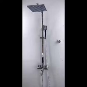 Sen cây KENISI tắm đứng nóng lạnh dáng vuông củ đồng mạ Crom/Niken