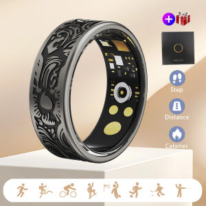 Smart Ring for Men and Women Design with Heart Rate & Blood Oxygen Monitor Multi-Sport Modes Compatible with Android iOS