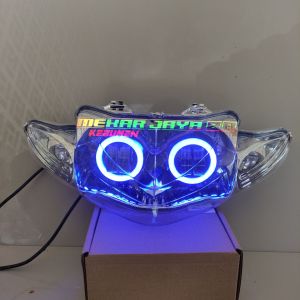LAMPU TEMBAK 2 MATA SHOGUN 125 LAMA SENJA BIRU BULAT LAMPU TEMBAK SHOGUN 125