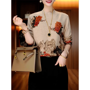 QINGNAER | Oriental Print Design Oversized Knitwear