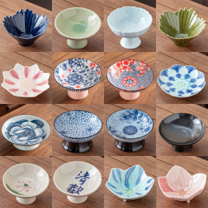 Luxurious Ceramic Fruit Tray Tea Snack Dessert Plate High Footed Fruit Tray for Living Room Chinese Style Floral Pattern