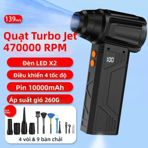 Quạt Thổi Khí Mini Turbo Jet 470000 Vòng/phút Sạc Nhanh Không Chổi Than Gió Mạnh Dùng Để Vệ Sinh Ô Tô/máy Tính Quạt Ống Gió Tốc Độ Cao