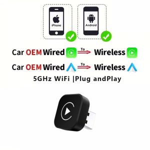 2 IN 1 Wireless Carplay Android Auto Adapter Wired to Wireless carplay Adapter for iPhone Wireless Control Plug & Play Carplay