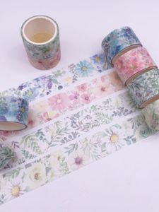 Watercolor Flower Japanese Paper Journal Tape Cartoon Fresh Light Florals Packaging Minimalist Base Practical Color Full Roll