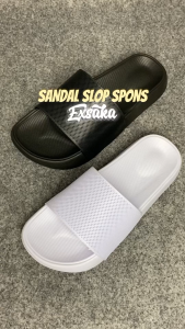 Sandal Slide Slop Spons Full White Santai Pria Wanita Terbaru