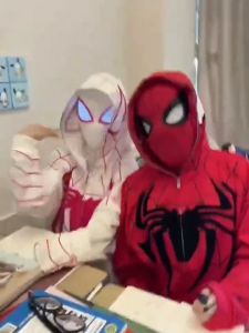 หน้ากากสไปเดอร์แมนหน้ากากชุดคอสเพลย์ผู้หญิงซูเปอร์ฮีโร่พร็อพเลนส์หน้ากากปิดหน้าวันฮาโลวิน