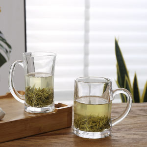 Large Capacity Glass Water Cup with Handle for Tea House Poker Room Personal Beer Cup Home Use Tea Brewing Cup Chinese Style