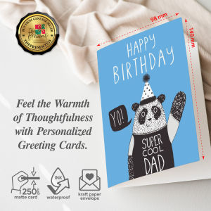 Personalized Fathers Birthday Card with Custom Heartfelt Wishes in a Kraft Envelope