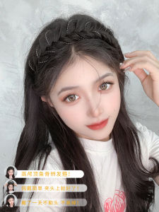 Womens Braided Hairband High Hairline Pressed Hair Fake Hair Fishbone Braid Headwear Lazy Girl Hair Accessory Easy to Wear