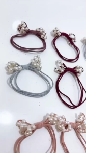 Karet Tali Rambut Korea Mutiara Simpul Anggur isi 12 Pcs