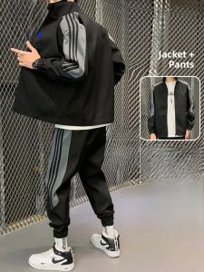 ROMON | Loose Casual Sports Set For Men Romon Brand Autumn New Style Long Sleeve Youth Long Pants Polyester Fiber Jacket And Pants Set