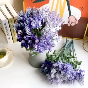 Nhánh hoa lavender giả E37 có 10 đầu bông dùng trang trí nhà cửa TTNTE37