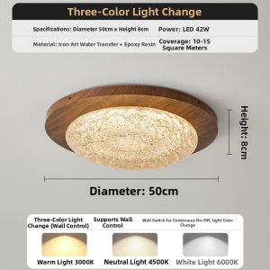 LANGSHANGZHAOMING | Vintage Walnut Colored Bedroom Ceiling Light