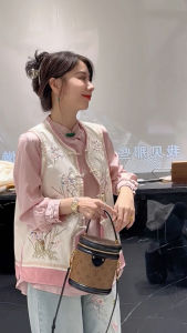 New Chinese Style Small Size Womens Vest Set with Button Design Early Spring Fashion Two-Piece Suit Traditional National Trend
