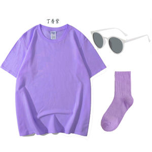 เสื้อยืดคอกลมแขนสั้นผ้าฝ้ายทรงหลวมสำหรับผู้หญิงในช่วงฤดูร้อน สีหวาน ใส่ไปเที่ยวสวนสนุกได้