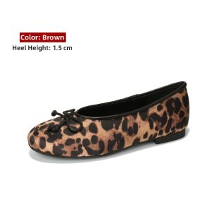 MIFEI | Leopard Pattern Bow Design Flat Slip-on Shoes