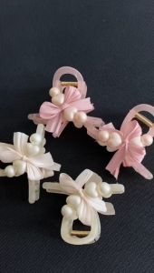 Jepit Panjang Love Pita Ribbon Pearl Korean Medium Hair Claw Jepitan Rambut Korea  Mutiara