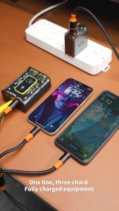 MeeGoo 100W Fast Charging Cable 6A 3 in 2 Braided Data Cable Charging Cable 1.2m ﻿