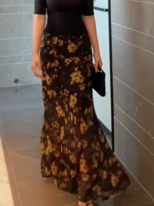 MANMI | Chân Váy Dài Elegance Hoa Pháp
