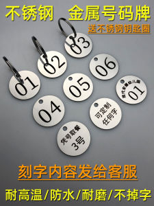 Stainless Steel Hand Card Metal Number Plate Digital Key Number Card Kindergarten Water Pot Mark Number Plate Signboard