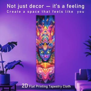 VIKAMA Black Light Power Center Tapestry Healing Thiền Glyphs UV Active Vertical Soft Polyester Bền Bỉ Trang Trí Tường Cho Phòng Khách Lối Vào