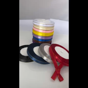 1cm Double Gold Edge Ribbon 1 Roll Gift Webbing Christmas Festival Holiday Package Ribbons