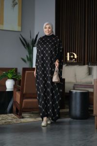 (x8) DLOVERA MONOGRAM SADIA Baju Dress Gamis Wanita Muslimah Monogram Series By Dlovera. Nazra Sha