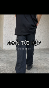 Quần jean túi hộp nam nữ SUN 119 MÀU KHÓI ống rộng chất vải mềm mịn thoáng mát phong cách hàn quốc