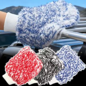 ถุงมือไมโครไฟเบอร์ล้างรถถุงมือรายละเอียดอัตโนมัติถุงมือหนานุ่มเครื่องมือขัดล้างปะการังขนแกะไม่มีรอยขีดข่วนสำหรับอุปกรณ์เสริมสำหรับล้างรถ
