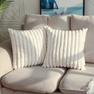 Big Thick Striped Super Soft Solid Color Pillow Cover 45x45cm Sofa Decor Cushion Cover