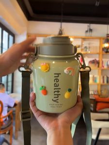 Bình Giữ Nhiệt Béo Tròn Cỡ Đại 1100ml - Bình Thể Thao Có Ống Hút Cách Nhiệt Inox SUS316 Cao Cấp