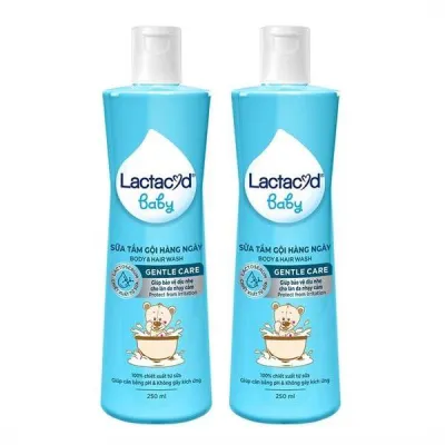 Combo 2 chai Sữa tắm gội hàng ngày Lactacyd Baby GENTLE CARE chai 250ml