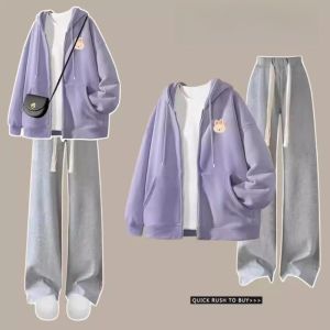 Junior High School 16 Senior High School Students 14 Girls Fashion Spring Clothing Long Sleeves Sweatshirt Sports Pants Preppy Style Three-Piece Suit 15 Years Old