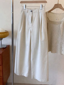 YIKEMAI | Elastic Waist Petite High Waist Loose Slim Fit Straight Leg Pants