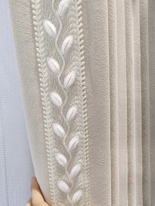 Buvini Artificial Silk Cotton Lace Edge Modern European Simple Luxury Curtain Creamy Floral Trim Home Textile Window Treatment