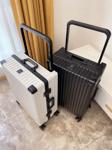 PC Suitcase Width Draw-Bar Luggage Womens Strong and Durable Aluminum Frame Trolley Case 25 Mens 26-Inch Leather Suitcase Silent Wheel