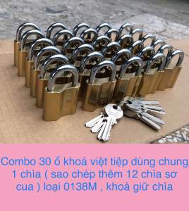Set 30 ổ khoá việt tiệp dùng chung 1 chìa ( sao chép thêm 12 chìa sơ cua ) loại 0138M  khoá giữ chìa