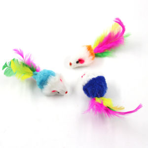 Colorful Feather Plush Mouse Cat Toy Sound Making Large Mouse for Cat Entertainment Self Amusement Cat Plaything