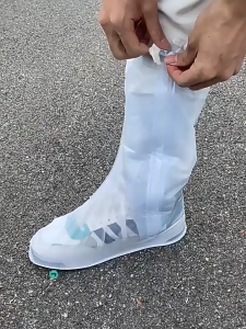 Waterproof PVC Shoe Covers Rainy Day Thickened Long Tube Boots Cover and for outdoor portable rain boots for adults and children in rainy days Christmas present