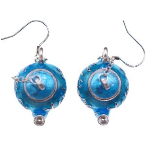 Silver Needle Plum Blossom Earrings Chinese Style Blue Glazed Pure Silver Womens Fashion Jewelry Cute Ethnic Wind Ear Hooks