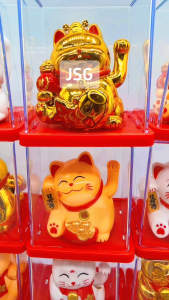 Lucky Cat Waving Arm Maneki Neko Solar Mini Cat Feng Shui Fortune Wealth Shop Home and Car Decor